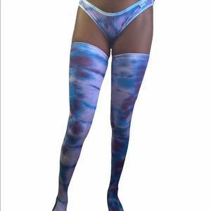 Tie dye thigh high socks with matching socks